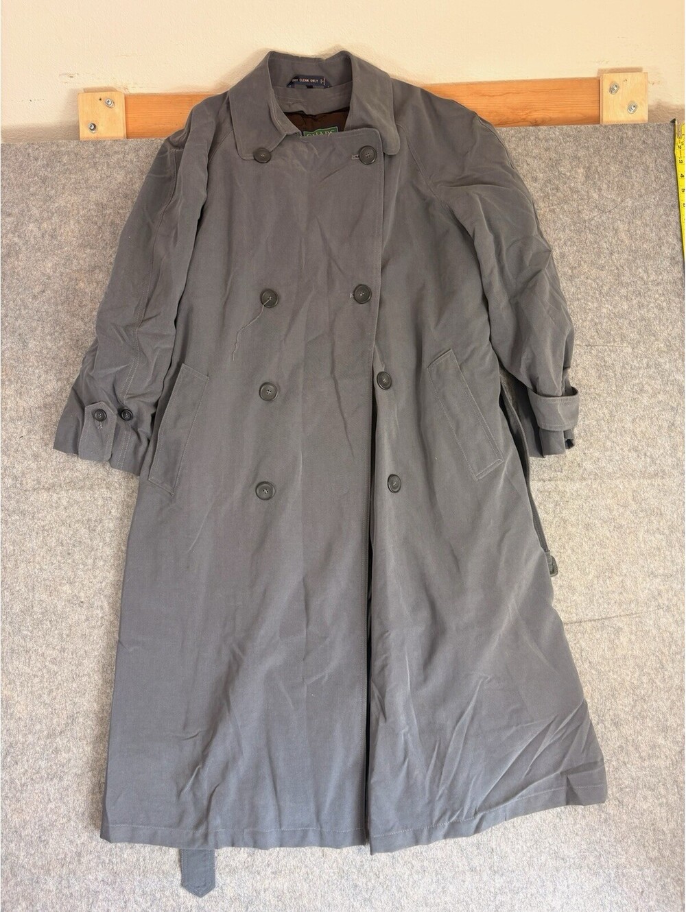 Vtg Chaps Ralph Lauren Men's Trench Coat Size 42R Gray Zip Lined